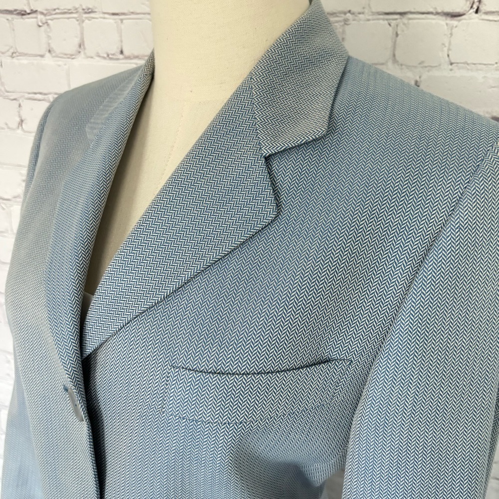 GIORGIO'S OF PALM BEACH Vintage Blue Chevron Pattern Fitted Blazer--EUC--8 - Picture 4 of 16